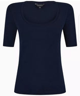 Navy Cotton Ribbed Top