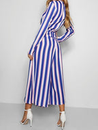 Cobalt Striped Cullote Jumpsuit