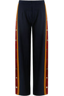 Navy Contrast Button Trousers