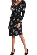 Black Floral Print Wrap Dress