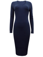 Navy Long Sleeve Bodycon Dress