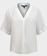 Ivory V-Neck Crinkle Top