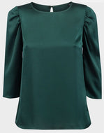 Green Three Quarter Sleeve Blouse