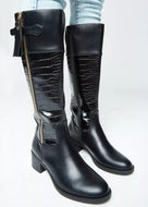 Black Zip Up High Leg Boots