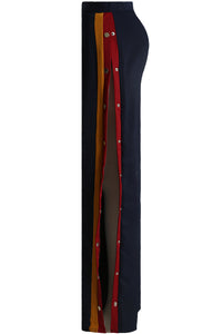 Navy Contrast Button Trousers