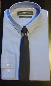 Blue Slim Fit Shirt with Matching Navy Tie