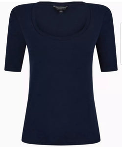 Navy Cotton Ribbed Top