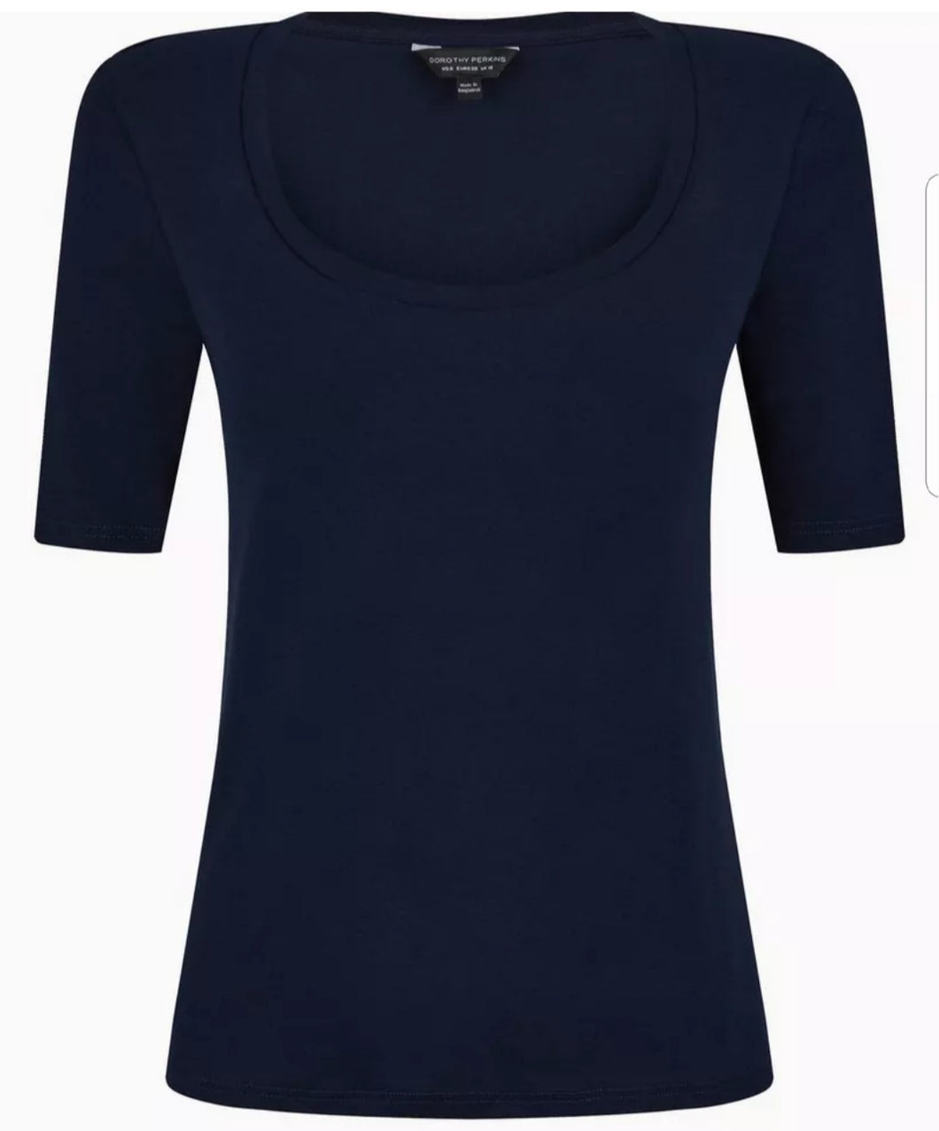 Navy Cotton Ribbed Top