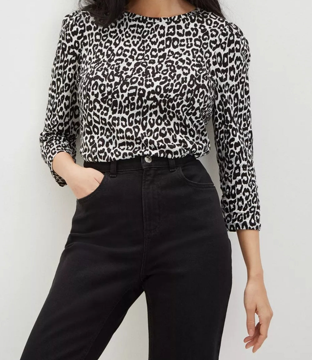 Puff Sleeve Print Top