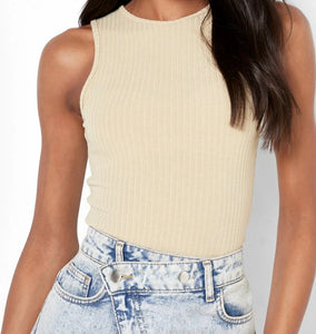 Stone Ribbed Soft Knit Bodysuit