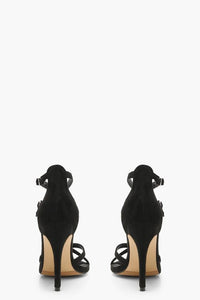 Black Cross Strap Heeled Sandals