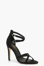 Black Cross Strap Heeled Sandals