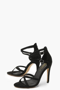Black Cross Strap Heeled Sandals
