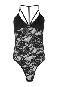 Lace Strappy Black Bodysuit