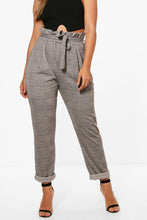 Plus Check Paperbag Tapered Trousers