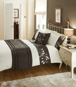 Luxury Double 5 Piece Chocolate Brown and Cream Duvet Set
