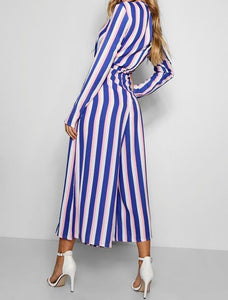 Cobalt Striped Cullote Jumpsuit