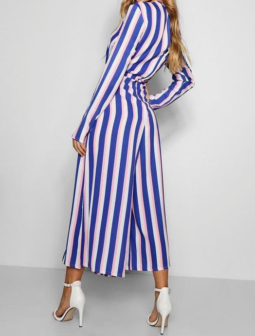 Cobalt Striped Cullote Jumpsuit