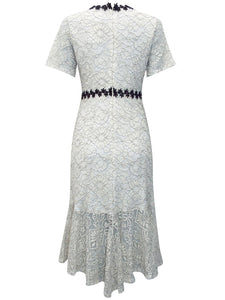 Elegant Lace Cream Midi Dress