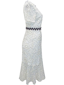 Elegant Lace Cream Midi Dress