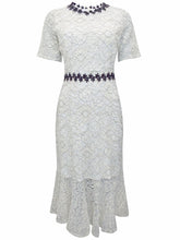 Elegant Lace Cream Midi Dress