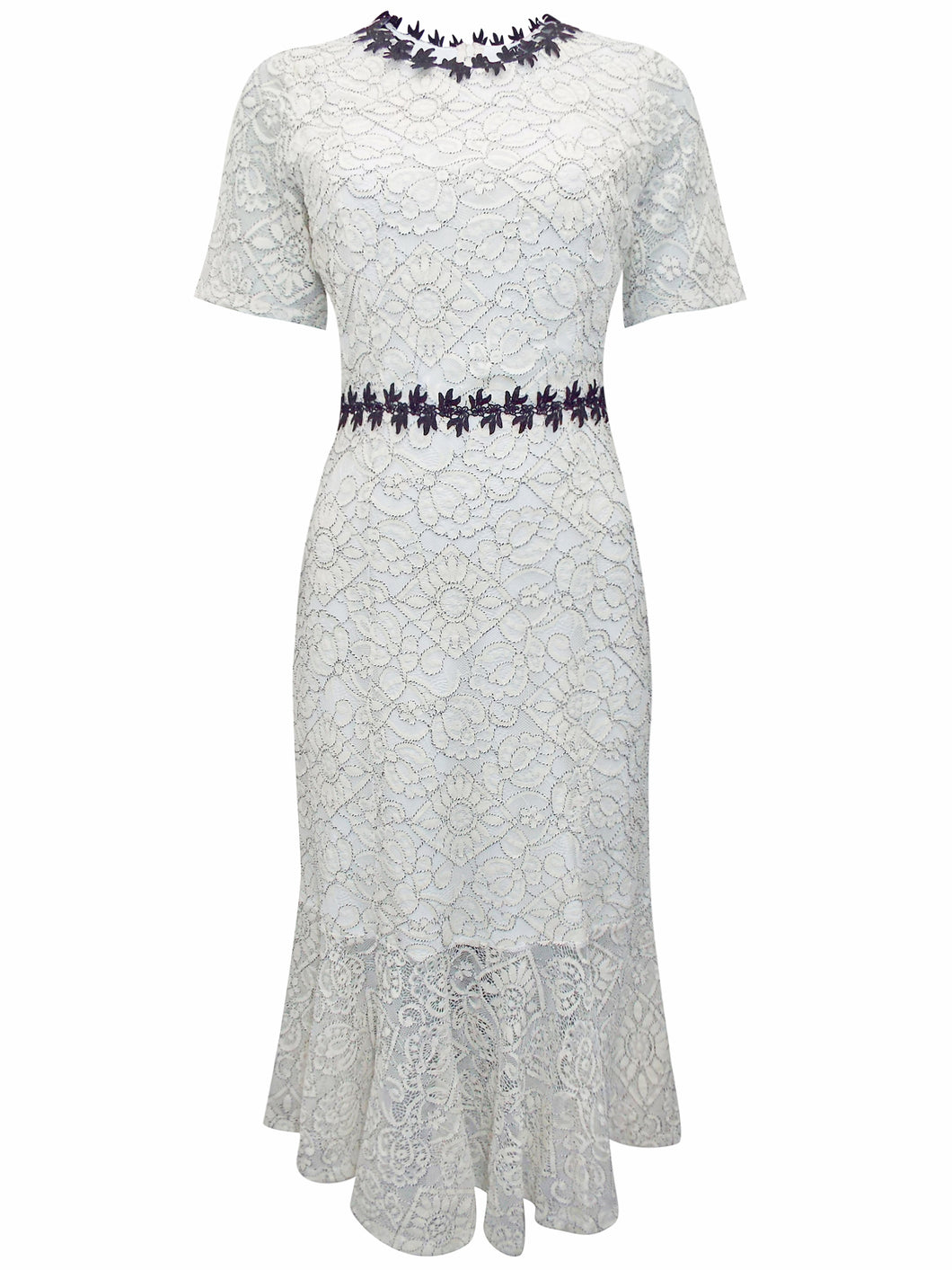 Elegant Lace Cream Midi Dress