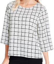 Ivory Checked 3/4 Sleeve Shell Top