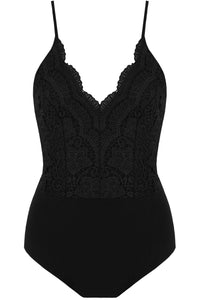 Black Lace Crochet Bodysuit