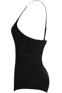 Black Lace Crochet Bodysuit
