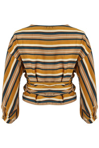 Stripped Crossover Blouse