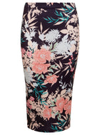 Oriental Floral Midi Skirt