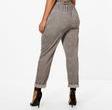 Plus Check Paperbag Tapered Trousers