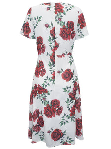Rose Print Midi Dress