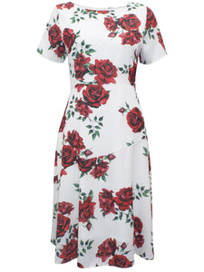 Rose Print Midi Dress