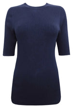 Navy Ribbed Crew Neck Jumper