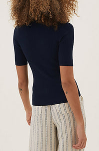 Navy Ribbed Crew Neck Jumper