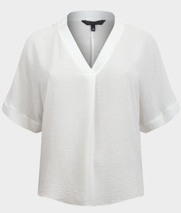 Ivory V-Neck Crinkle Top