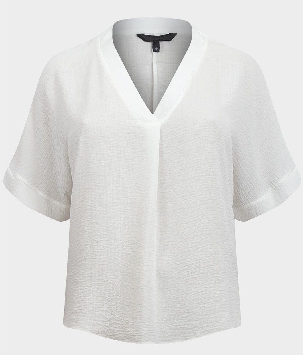 Ivory V-Neck Crinkle Top