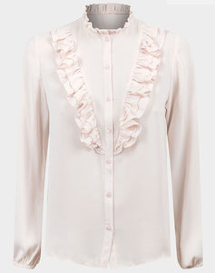 Pale Pink Ruffle Neck Blouse