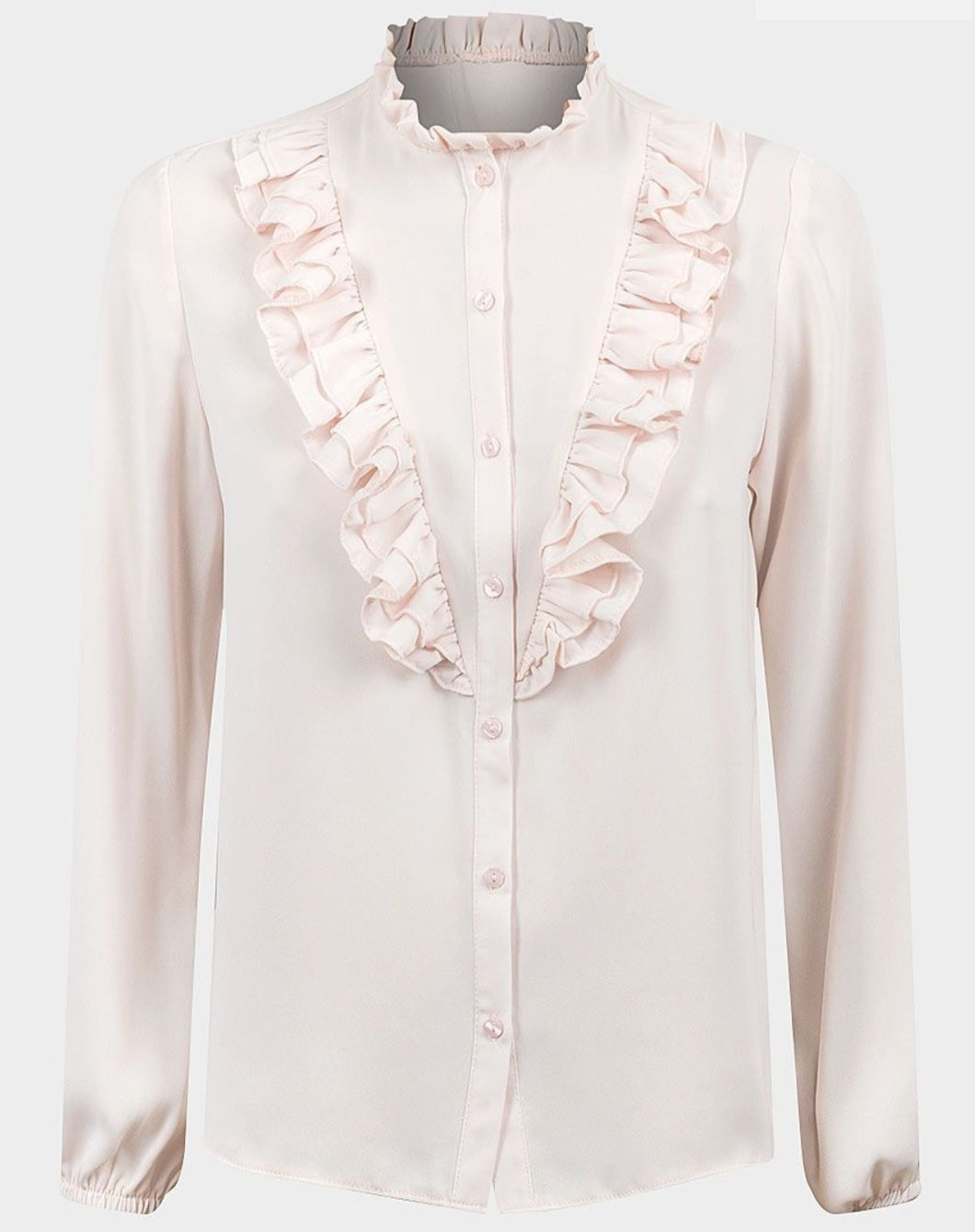 Pale Pink Ruffle Neck Blouse