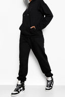 Black Hooded Tracksuit Set
