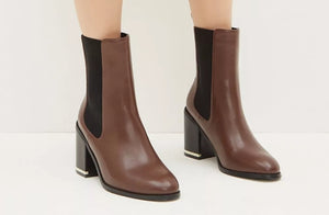 Chocolate Boots with Gold Clip Heel