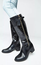 Black Zip Up High Leg Boots