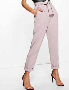 Tie Waist Tailored Slim Fit Trousers